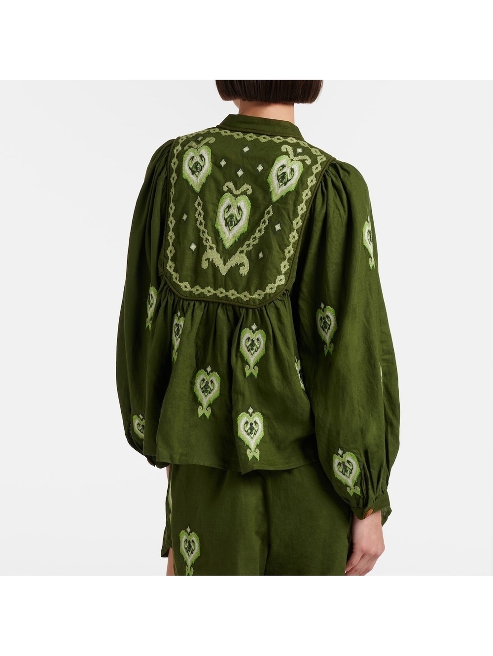 FARM RIO Embroidered Linen-Blend Blouse NWT Large - Picture 3 of 8